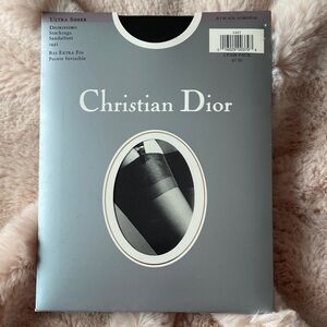 Dior 2 Pair Pack Diorissimo Stockings Vintage Ultra Sheer Sandalfoot Black 10 M